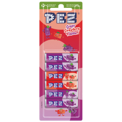PEZ Fruit-flavoured candies with grape and strawberry flavour 6 pcs. 51 g x 24 Lemon, orange, apple, strawberry